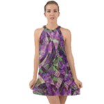 Boho Violet Mosaic Halter Tie Back Chiffon Dress