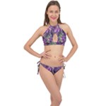 Boho Violet Mosaic Cross Front Halter Bikini Set