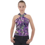 Boho Violet Mosaic Cross Neck Velour Top