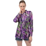 Boho Violet Mosaic Long Sleeve Satin Shirt