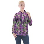 Boho Violet Mosaic Women s Long Sleeve Pocket Shirt