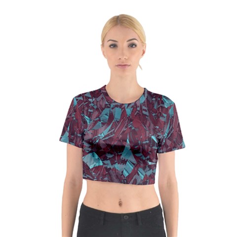 Boho Teal Wine Mosaic Cotton Crop Top from ArtsNow.com