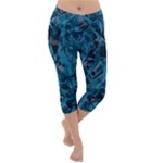 Boho Cerulean Blue Mosaic Lightweight Velour Capri Yoga Leggings