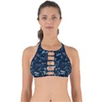 Prussian Blue Music Notes Perfectly Cut Out Bikini Top