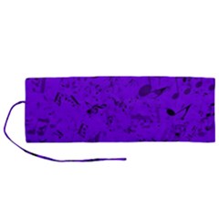 Electric Indigo Music Notes Roll Up Canvas Pencil Holder (M) from ArtsNow.com