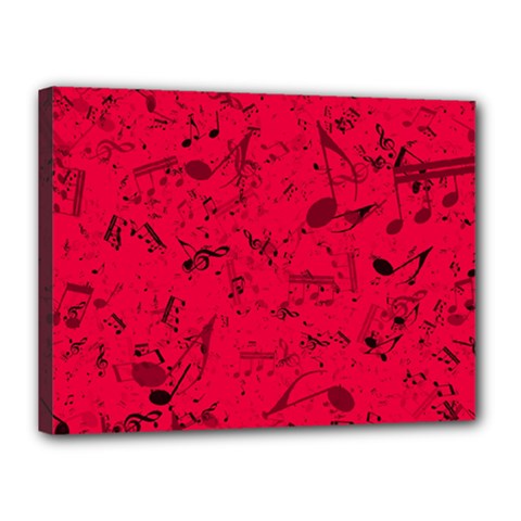 Scarlet Red Music Notes Canvas 16  x 12  (Stretched) from ArtsNow.com