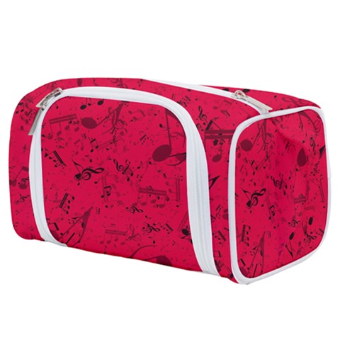 Scarlet Red Music Notes Toiletries Pouch from ArtsNow.com