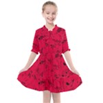 Scarlet Red Music Notes Kids  All Frills Chiffon Dress