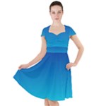 Aqua Blue and Indigo Ombre Cap Sleeve Midi Dress