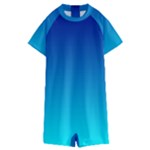 Aqua Blue and Indigo Ombre Kids  Boyleg Half Suit Swimwear