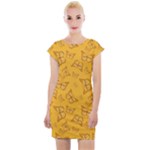Mustard Yellow Monarch Butterflies Cap Sleeve Bodycon Dress