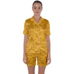 Mustard Yellow Monarch Butterflies Satin Short Sleeve Pyjamas Set