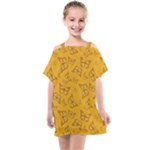 Mustard Yellow Monarch Butterflies Kids  One Piece Chiffon Dress