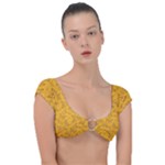 Mustard Yellow Monarch Butterflies Cap Sleeve Ring Bikini Top