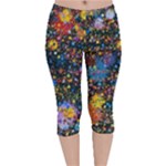 Abstract Paint Splatters Velvet Capri Leggings 