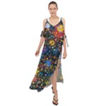 Abstract Paint Splatters Maxi Chiffon Cover Up Dress