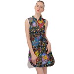 Abstract Paint Splatters Sleeveless Shirt Dress