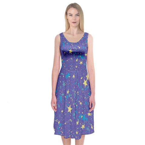 Starry Night Purple Midi Sleeveless Dress from ArtsNow.com
