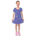 Starry Night Purple Kids  Short Sleeve Velvet Dress