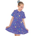 Starry Night Purple Kids  Short Sleeve Shirt Dress