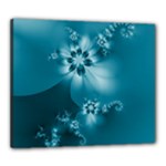 Teal Floral Print Canvas 24  x 20  (Stretched)