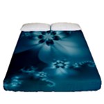 Teal Floral Print Fitted Sheet (Queen Size)