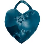 Teal Floral Print Giant Heart Shaped Tote