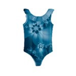 Teal Floral Print Kids  Frill Swimsuit