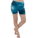 Teal Floral Print Lightweight Velour Yoga Shorts