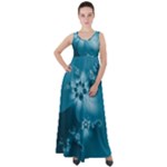 Teal Floral Print Empire Waist Velour Maxi Dress