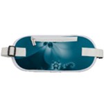 Teal Floral Print Rounded Waist Pouch