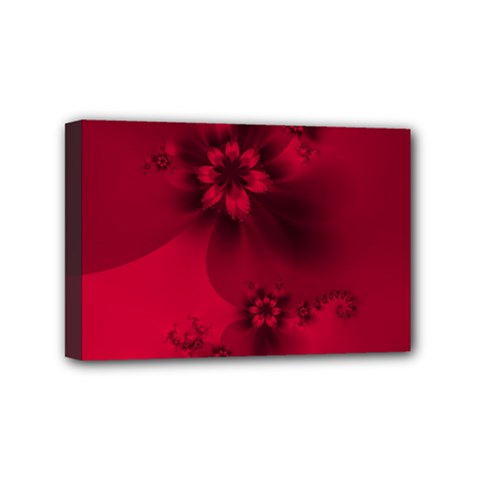 Scarlet Red Floral Print Mini Canvas 6  x 4  (Stretched) from ArtsNow.com