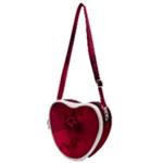 Scarlet Red Floral Print Heart Shoulder Bag