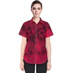 Scarlet Red Floral Print Women s Short Sleeve Shirt