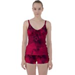 Scarlet Red Floral Print Tie Front Two Piece Tankini