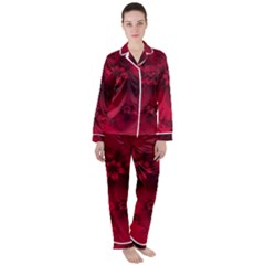 Women s Long Sleeve Satin Pajamas Set	 