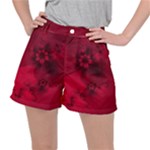 Scarlet Red Floral Print Ripstop Shorts