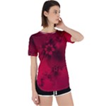 Scarlet Red Floral Print Perpetual Short Sleeve T-Shirt