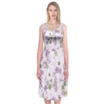 Purple Wildflower Print Midi Sleeveless Dress