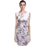 Purple Wildflower Print Sleeveless Velvet Midi Dress