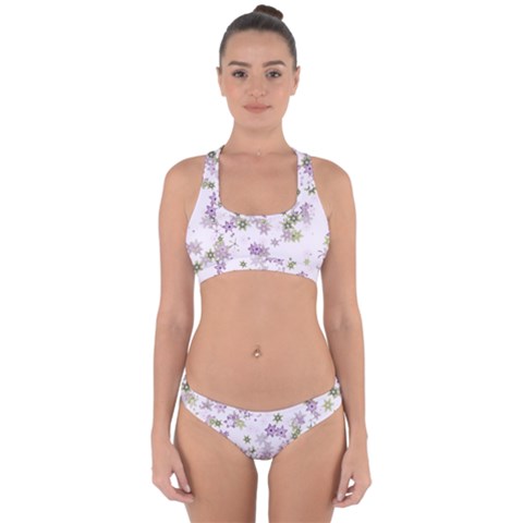 Purple Wildflower Print Cross Back Hipster Bikini Set from ArtsNow.com