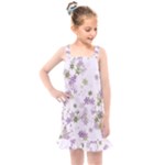 Purple Wildflower Print Kids  Overall Dress