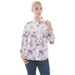 Purple Wildflower Print Women s Long Sleeve Pocket Shirt