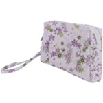 Purple Wildflower Print Wristlet Pouch Bag (Small)
