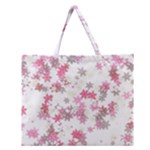 Pink Wildflower Print Zipper Large Tote Bag