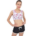 Pink Wildflower Print V-Back Sports Bra