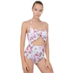 Pink Wildflower Print Scallop Top Cut Out Swimsuit
