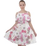 Pink Wildflower Print Cut Out Shoulders Chiffon Dress