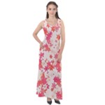 Vermilion and Coral Floral Print Sleeveless Velour Maxi Dress