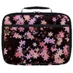 Pink Lilies on Black Full Print Lunch Bag